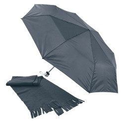Set sciarpa in pile 180 gr-mq e ombrello pieghevole piccolo BITEM AST-3185 8 pannelli in poliestere diametro 95cm personalizzabile