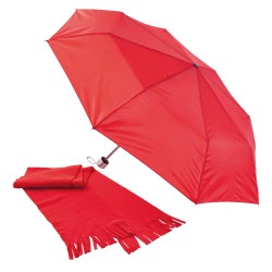 Set sciarpa in pile 180 gr-mq e ombrello pieghevole piccolo BITEM AST-3185 8 pannelli in poliestere diametro 95cm personalizzabile