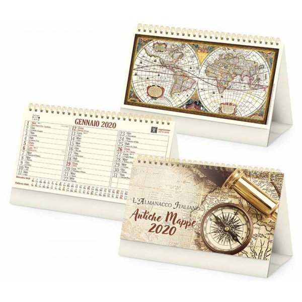 Calendario da tavolo PEL-10123 Almanacco Italiano Mappe Antiche