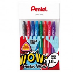Penna a sfera a scatto PENTEL Feel-it colore assortiti tipo punta conica fusto triangolare tratto 1 mm cf 8 pz