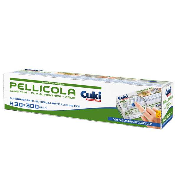 Rotolo pellicola trasparente CUKI Roll Professional con seghetto in PVC dimensione 300mmx300 mt cf 1 pz