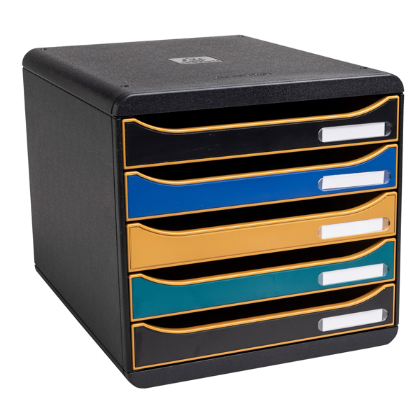 Cassettiera EXACOMPTA Big Box Plus NeoDeco multicolore a 5 cassetti in plastica riciclata ultra rigida dimensioni 34,7x27,8x26,7 cm cf 1 pz