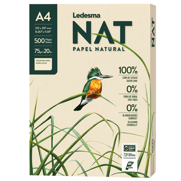 Carta per fotocopie LEDESMA NAT A4 75 gr/mq ecologica 100% canna da zucchero colore naturale risma 500 fogli cf 5 risme