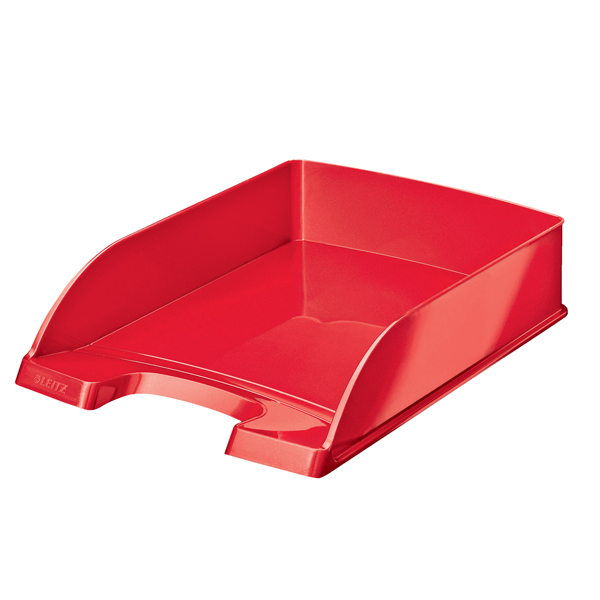 Vaschetta porta corrispondenza LEITZ Wow Standard Plus in polistirene impilabile in linea o a sbalzo colore rosso dimensioni 25,5x35,7x7 cm cf 1 pz