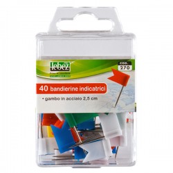 Spilli Lebez a bandierina colori assortiti scatola 40 pezzi IGO-OD/270