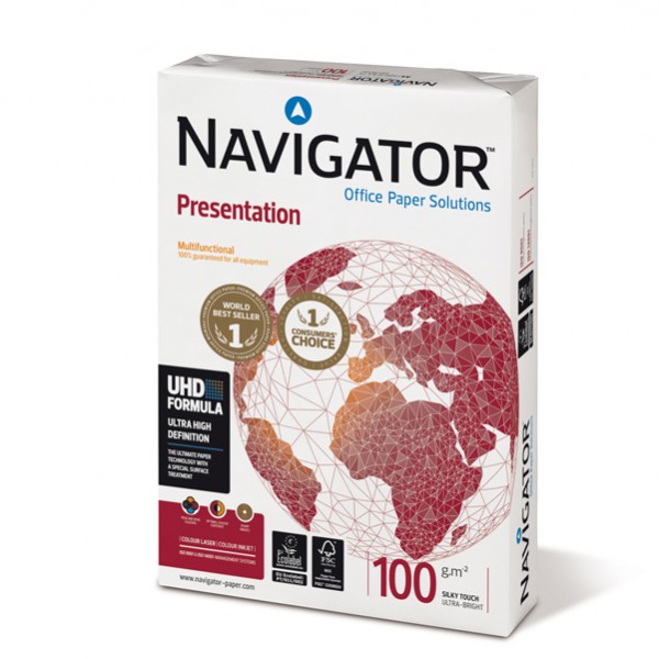 Carta fotocopie Presentation 100 A4 100 gr/mq bianco Navigator conf. 500 fogli IGO-OD/02 A4 100 NAV