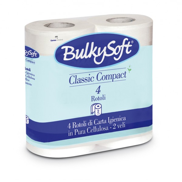 Carta igienica BulkySoft Classic 2 veli 16 gr 10cm x 52,5mt diam. 11,5cm 500 strappi BulkySoft cf 4 rotoli IGO-OD66440