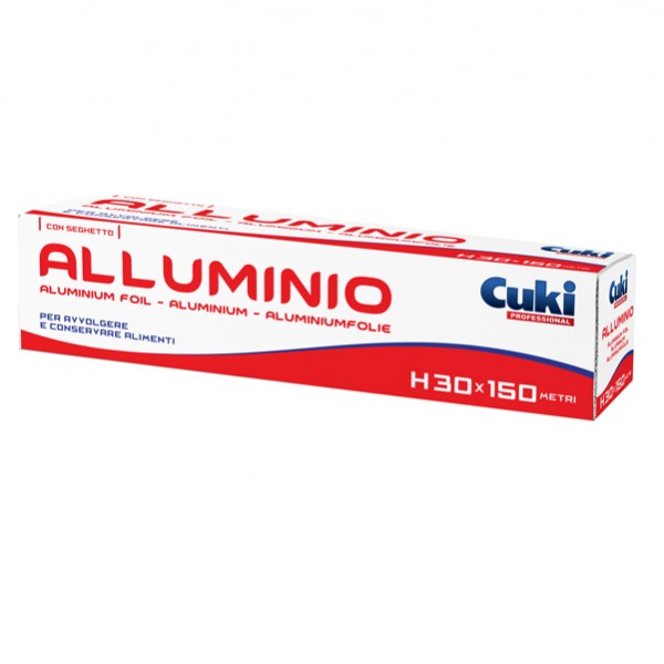 Rotolo carta alluminio CUKI Professional dimensione h 130x150 mt astuccio con seghetto cf 1 pz