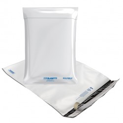Buste sicurezza BLASETTI Polyself A3 dimensioni 32x48x10 cm con soffietto in PE da 65 micron per corrieri colore bianco/grigio cf da 100 pz