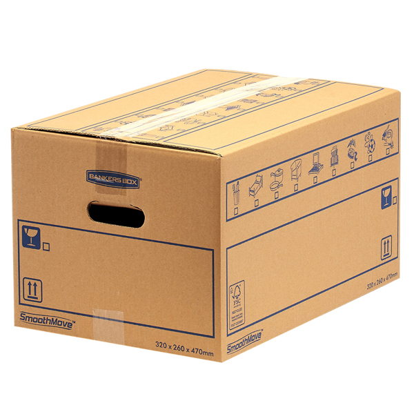 Scatola per traslochi BANKERS BOX SmoothMove in robusto cartone a doppio strato assemblaggio manuale e chiusura con nastro adesivo standard capacità 100 lit. dimensioni 45 x 33 x 70,5 cm cm cf 10 pz Scatola per traslochi BANKERS BOX SmoothMove in robusto cartone a doppio strato assemblaggio manuale e chiusura con nastro adesivo standard capacità 100 lit. dimensioni 45 x 33 x 70,5 cm cm cf 10 pz