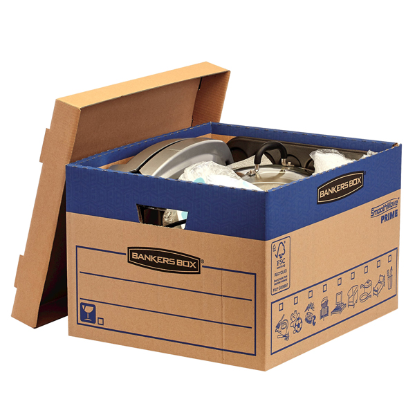 Scatola per traslochi BANKERS BOX SmoothMove Prime Fastfold in robusto cartone a doppio strato assemblaggio manuale e chiusura con nastro adesivo standard capacità 37 lit. dimensioni 33,5 x 29,2 x 40,4 cm cf 10 pz Scatola per traslochi BANKERS BOX SmoothMove Prime Fastfold in robusto cartone a doppio strato assemblaggio manuale e chiusura con nastro adesivo standard capacità 37 lit. dimensioni 33,5 x 29,2 x 40,4 cm cf 10 pz