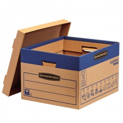 Scatola per traslochi BANKERS BOX SmoothMove Prime Fastfold in robusto cartone a doppio strato assemblaggio manuale e chiusura con nastro adesivo standard capacità 47 lit. dimensioni 38,7 x 29,4 x 44,5 cm cf 10 pz