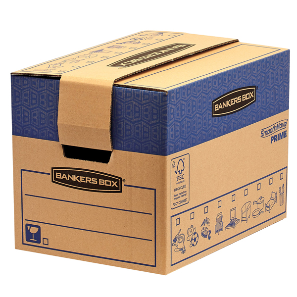 Scatola per traslochi BANKERS BOX SmoothMove Prime Fastfold in robusto cartone a doppio strato assemblaggio manuale e chiusura con nastro adesivo standard capacità 37,5 lit. dimensioni 32,7 x 42,9 x 31 cm cf 10 pz Scatola per traslochi BANKERS BOX SmoothMove Prime Fastfold in robusto cartone a doppio strato assemblaggio manuale e chiusura con nastro adesivo standard capacità 37,5 lit. dimensioni 32,7 x 42,9 x 31 cm cf 10 pz
