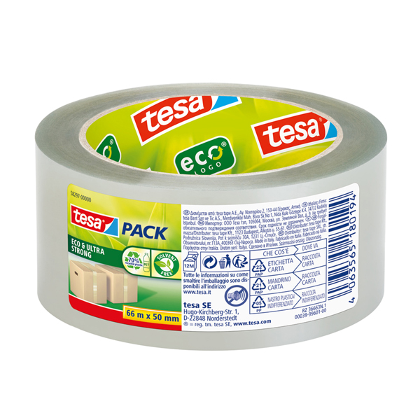 Nastro imballo TESA Tesapack Eco ultra strong ecoLogo 66m x 50mm trasparente GREEN IGO-OD/58297-00000-00 cf 6 pz Nastro imballo TESA Tesapack Eco ultra strong ecoLogo 66m x 50mm trasparente GREEN IGO-OD/58297-00000-00 cf 6 pz
