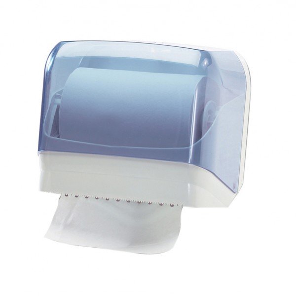 Dispenser per asciugamani in rotolo/fogli plastica bianco/azzurro trasparente Mar Plast IGO-ODA60210