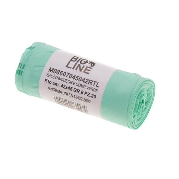 Sacchi bio immondizia buste spazzatura 42x45 cm 10L 16micron verde conf. 20 pezzi IGO-ODH1O008R
