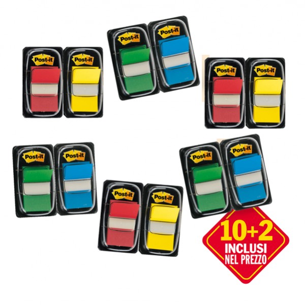 Segnapagina Post it® Index Medium 680 4 colori classici Value pack 10+2 (dispenser da 50 segnapagina ciascuno) IGO-OD23807