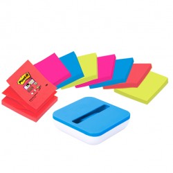 Dispenser da tavolo per Post it® Super Sticky Z Notes VAL-SS8P-R330 8 ricariche incluse 76x76mm colori assortiti IGO-OD63487