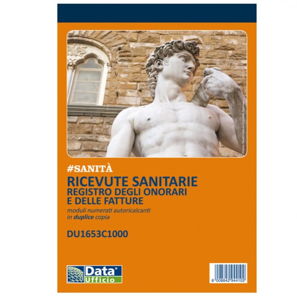 Blocco ricevute sanitarie numerate 100/2 copie auto ricalcanti 21,5x14,8cm IGO-ODDU1653C1000 Data Ufficio