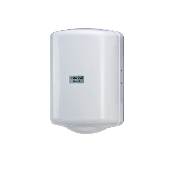 Distributore Basica carta asciugamani a srotolamento centrale colore bianco chiusura con chiave in plastica e viteria inclusa cf 1 pz