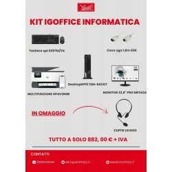 Kit IGOFFICE informatica desktop postazione 1 operatore composizione: kit tastiera Philips + multifunzione HP Office Jet Pro 9120B All-in-One (comprese 4 cartucce colori) + cavo HDMI + mini pc MSI + monitor MSI IPS 23,8"