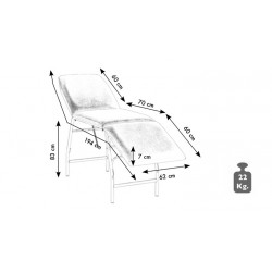 Lettino Aurora medico professionale 3 zone con struttura in acciaio 194x62x83 cm IGO-ELT/LE104
