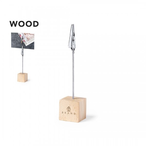 Clip - da scrivania - per foto - in legno naturale - eco naturale - con perno e clip in metallo cf 1 pz Clip - da scrivania - per foto - in legno naturale - eco naturale - con perno e clip in metallo cf 1 pz