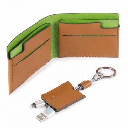 Cofanetto regalo PIQUADRO PEL-PQACBOX11BM portafoglio portachiavi USB micro-USB lightning per uomo 