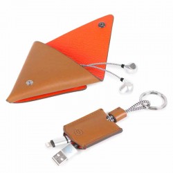 Cofanetto regalo PIQUADRO PEL-PQACBOX12BM custodia a triangolo portachiavi con cavo USB micro-USB Lightning 