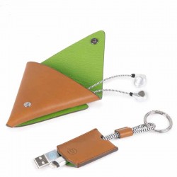 Cofanetto regalo PIQUADRO PEL-PQACBOX12BM custodia a triangolo portachiavi con cavo USB micro-USB Lightning 