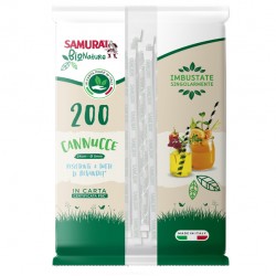 Cannuccia Samurai Party in carta 24cm nero/nero-bianco imbustata singolarmente conf. 200 pz IGO-OD/95166