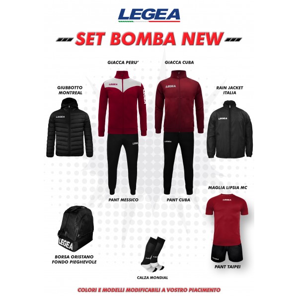 Kit abbigliamento LEGEA LGE-KIT05 allenamento-ufficiale 7 pz bordeaux-nero senior