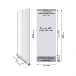 Roll up porta banner riavvolgibile h 210cm con borsa IGO-BANNER09