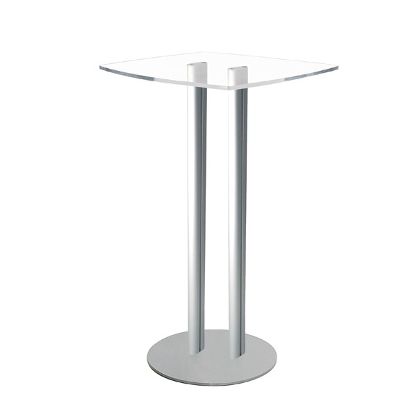 Tavolo Help Desk in plexiglass con base a 2 montanti 52x80cm in alluminio IGO-IW/DSK002