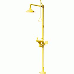 Doccia e lava occhi a piedistallo con soffione e vaschetta in ABS IGO-CS/FE422