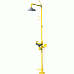 Doccia e lava occhi a piedistallo con soffione e vaschetta in acciaio INOX AISI 304 IGO-CS/FE425S