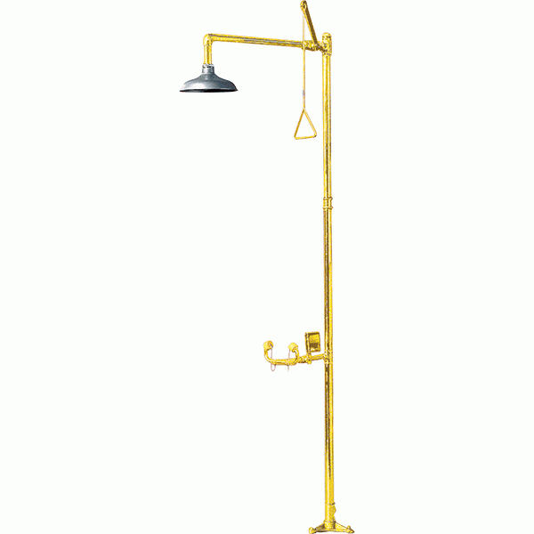 Doccia e lava occhi a piedistallo con soffione in acciaio INOX AISI 304 IGO-CS/FE426S