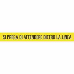 Scritta autoadesiva per pavimenti Si prega di attendere dietro la linea IGOCS-PP151