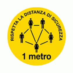 Bollo fondo giallo Rispetta la distanza di sicurezza di 1 metro IGOCS-PP308