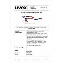 Occhiale - ROSSINI - I-VO 9160-265 - DPI - in policarbonato - protezione UV - CE - EN 166:2001 - EN 170:2002 - classe ottica I colore blu-arancione cf 1 pz Occhiale - ROSSINI - I-VO 9160-265 - DPI - in policarbonato - protezione UV - CE - EN 166:2001 - EN 170:2002 - classe ottica I colore blu-arancione cf 1 pz