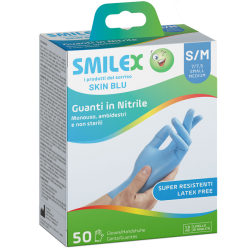 Guanti monouso non sterili in Nitrile SMILEX SKIN BLU 50 IGO-BCHGU116-M/L