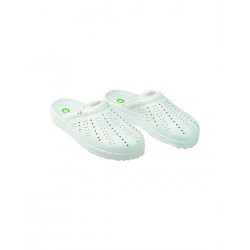 Zoccolo donna in pelle forata traspirante di colore bianco ecologico leggero flessibile IGO-RSS/SSZ0005