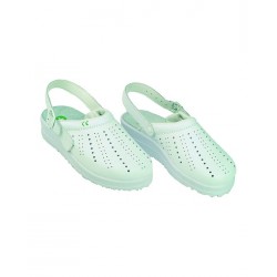 Zoccolo donna in pelle con laccetto forata traspirante colore bianco ecologico leggero flessibile IGO-RSS/SSZ0007