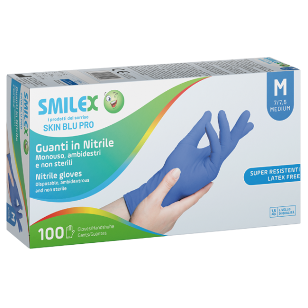 Guanti monouso non sterili in Nitrile SMILEX SKIN BLU PRO IGO-BCHGU115/L